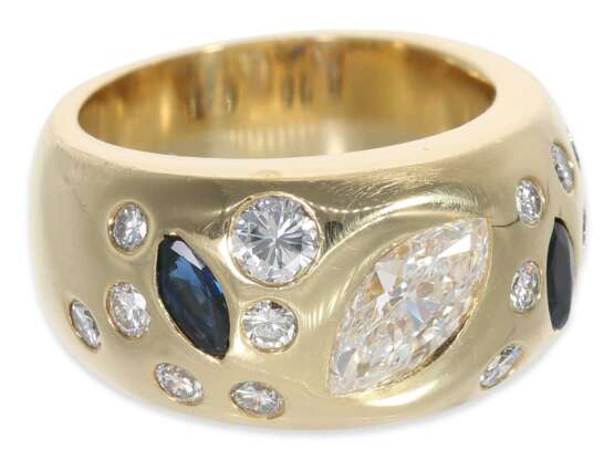 Ring: schwerer, sehr massiver und ausgefallener Saphir/Diamant-Goldschmiedering, ca. 2,14ct - фото 3