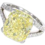 Ring: exquisiter und äußerst wertvoller Platinring mit gelbem Fancy Intense "Canary" Diamant von 7,77ct, GIA Fancy Intense Yellow/VVS - photo 1