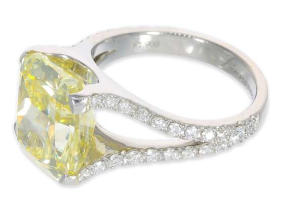 Ring: exquisiter und äußerst wertvoller Platinring mit gelbem Fancy Intense "Canary" Diamant von 7,77ct, GIA Fancy Intense Yellow/VVS - photo 3