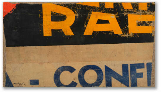 Mimmo Rotella "Confirag" 1961décollage on canvas, posters, gluecm 19x33Signed lower leftSigned, - Foto 1