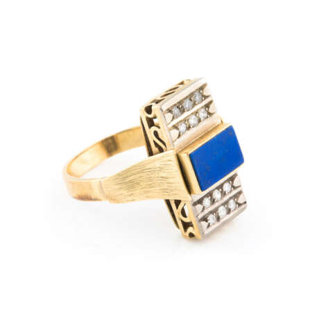 RING MIT LAPISLAZULI UND DIAMANTBESATZ - photo 2