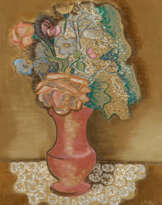 Blumenstrauss in roséfarbener Vase