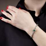 Hochfeines Altschliffdiamant-Armband mit Smaragd. - Foto 2