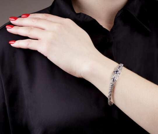 Saphir-Diamant-Armband im Art-déco Stil. - photo 2
