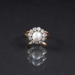 Antiker Perlen-Diamant-Ring.