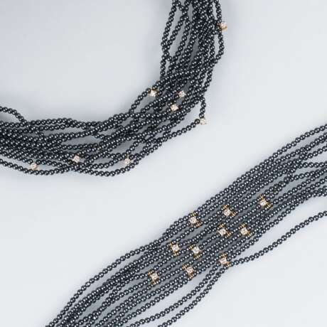 Faux Pearls Brillant-Schmuckset mit Collier und Armband. - photo 2