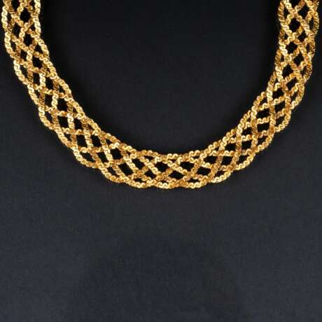 Gold-Collier mit Flecht-Dekor. - Foto 2