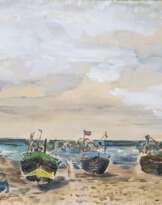 Bernhard Kretzschmar (Döbeln 1889 - Dresden 1972). Fischerboote am Strand von Boltenhagen.