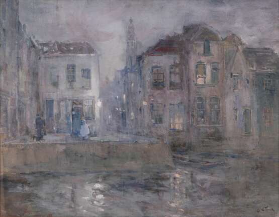 Lucien Frank (Brüssel 1857 - Ohain 1920). Stadt im Nebel. - photo 1