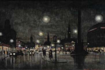 Harald Engman (Kopenhagen 1903 - Kopenhagen 1968). Kopenhagen bei Nacht.