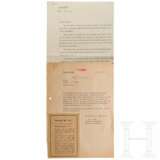 Albert Speer - Ausweis für ein Versuchsfahrzeug Nr. 42, Schreiben an den Gauleiter von Schlesien Karl Hanke sowie Fernschreiben vom SS-Obergruppenführer Frank, 1945 - Foto 1
