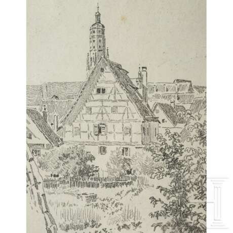 Fritz Bergen (1857 - 1941) - Aquarell und Bleistiftzeichnung "Nördlingen" des Vaters von Claus Bergen, datiert 1929 bzw. 1920 - photo 4