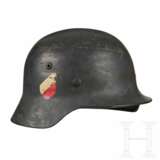 Stahlhelm M 35 der Luftwaffe mit beiden Abzeichen - Foto 2