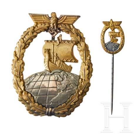 Hilfskreuzer-Kriegsabzeichen mit Miniatur, im Verleihungsetui - photo 2