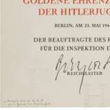 General der Panzertruppen Hasso von Manteuffel - Urkunde zum Goldenen Ehrenzeichen der Hitlerjugend - photo 3