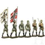 Lineol-Stahlhelmbund-Fahnenträger und fünf Marschierer des Heeres mit Fahnenträger - photo 4