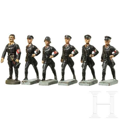 Fünf Lineol-SS-Marschierer mit Leibstandarte und von Elastolin Rudolf Hess mit beweglichem Arm - photo 1