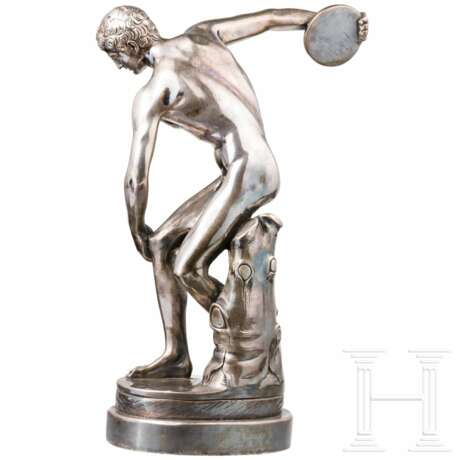 Willy Schröder (1912-90), Teilnehmer der Olympiade 1936 im Diskuswurf – versilberte Statue, Medaille für Teilnehmer, Abzeichen - Foto 2