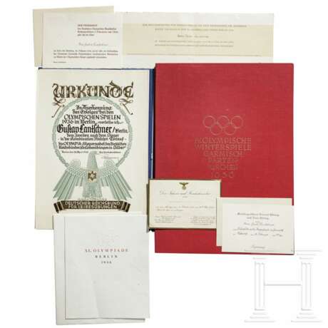 Urkunden des Skirennläufers und Olympia-Medaillengewinners 1936, Gustav "Guzzi" Lantschner, mit Einladungen von Hitler, Goebbels und Göring - photo 2