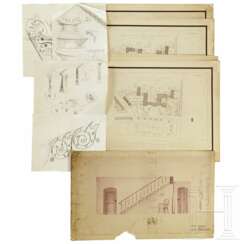 Leni Riefenstahl - zahlreiche Architektenpläne und Zeichnungen zum Bau ihrer Villa in Berlin, 1936