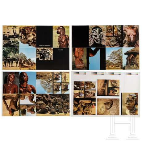 Leni Riefenstahl - Layout-Probeseiten auf Folien zu "Mein Afrika", großes Foto "Die Nuba von Kau", 23 Foto-Farbmuster, zwei Farbmusterdrucke mit den Nuba und ein Buch mit Widmung - photo 6