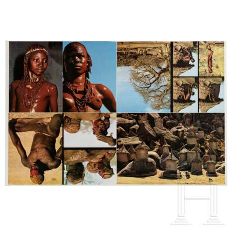 Leni Riefenstahl - Layout-Probeseiten auf Folien zu "Mein Afrika", großes Foto "Die Nuba von Kau", 23 Foto-Farbmuster, zwei Farbmusterdrucke mit den Nuba und ein Buch mit Widmung - photo 10
