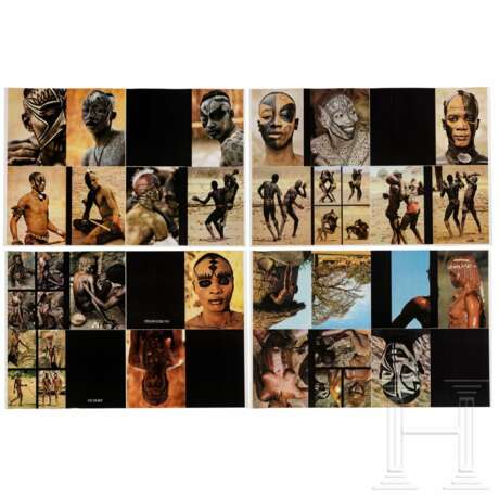 Leni Riefenstahl - Layout-Probeseiten auf Folien zu "Mein Afrika", großes Foto "Die Nuba von Kau", 23 Foto-Farbmuster, zwei Farbmusterdrucke mit den Nuba und ein Buch mit Widmung - фото 11