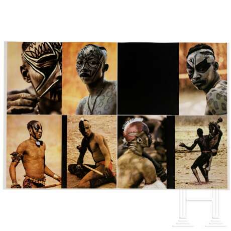 Leni Riefenstahl - Layout-Probeseiten auf Folien zu "Mein Afrika", großes Foto "Die Nuba von Kau", 23 Foto-Farbmuster, zwei Farbmusterdrucke mit den Nuba und ein Buch mit Widmung - photo 12