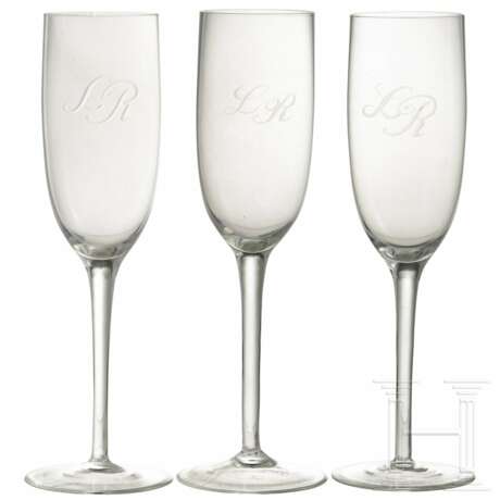Leni Riefenstahl - drei Champagnergläser mit "LR"-Gravur - Foto 1