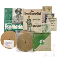 Major Emil Fey - Schallplatte "Der Fey-Marsch" mit Notenblatt sowie sieben Reden auf Wachs-Schallplatten