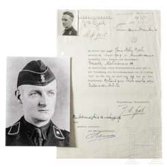 J. N. Geel - Antrag mit Passfoto für einen Sonderausweis des "Wachtmeesters" in der "Lijfwacht Mussert", 1941