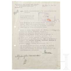 SS-Obersturmführer Herms - signierte Einberufungsliste zu einem "Ausbildungslehrgang für Schiessreferenten der Niederl. SS", 1942