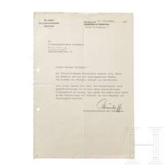 SS-Sturmbannführer Gerhard Rouenhoff - signiertes Übersendungsschreiben für das Buch "Im Zeichen der Division Wiking" an SS-Standartenführer Henk Feldmeijer, 1943