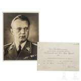 Arthur Seyss-Inquart - Einladungskarte zu einem Hauskonzert für den SS-Standartenführer Henk Feldmeijer, 1943, sowie ein großformatiges Hoffmann-Portraitfoto - Foto 1