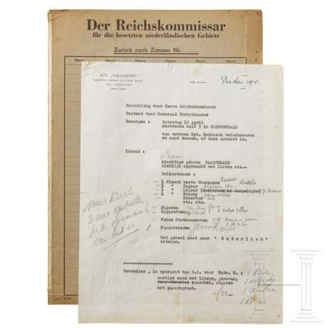 Arthur Seyss-Inquart - Bestellung eines Osterkorbs für Friedrich Christiansen, 1941, in Umlaufmappe "Reichskommissar für die besetzten niederländischen Gebiete" - photo 1