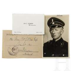 SS-Untersturmführer Jan Cornelis Vethman - Portraitpostkarte, Visitenkarte und Feldpostkarte, 1943/44