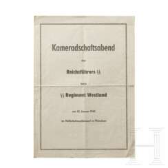 Programm zum "Kameradschaftsabend des Reichsführers SS beim SS Regiment Westland am 21. Januar 1941"