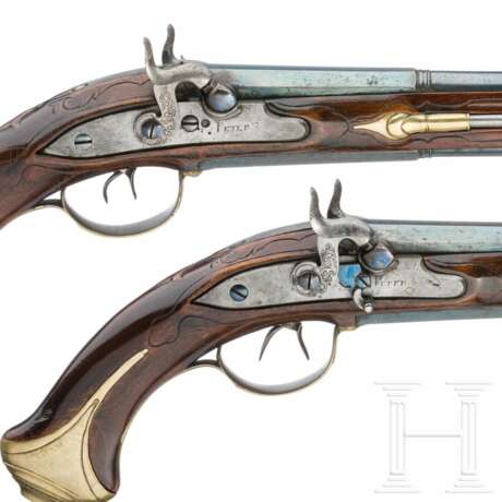 Ein Paar Perkussionsbockpistolen, Joseph Peter in Karlsbad, um 1760 - Foto 3