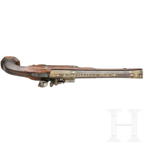 Goldtauschierte Steinschlosspistole, P. Greverath in Dyck, um 1800 - photo 3