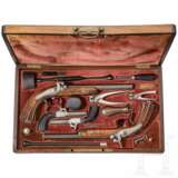 Vier Perkussionspistolen im Kasten, Pondevaux & Jussy, St. Etienne, um 1850 - photo 1