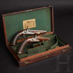 Ein Paar Perkussionspistolen im Kasten, T. Perrins, Windsor, um 1850