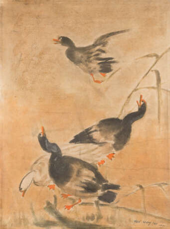 YEN SHENG JER Chinesischer Künstler, tätig 2. Hälfte 20. Jahrhundert ENTEN - Foto 1