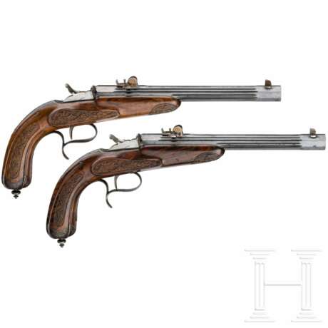 Ein Paar Duellpistolen, System Flobert, um 1880 - Foto 3