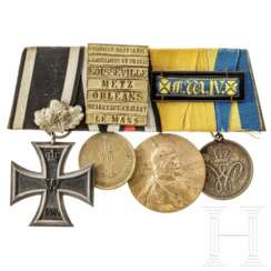 Vierteilige Ordensschnalle eines Teilnehmers des Krieges 1870/71