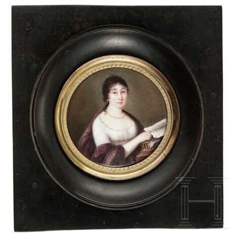 Miniaturportrait einer jungen Frau mit Brief, Paris/Frankreich, um 1810 - Foto 1