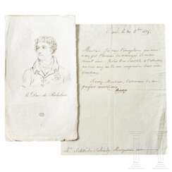 Duc de Richelieu A. E. Plessis, russischer Staatsmann und Gründer der Stadt Odessa - eigenhändiger Brief mit Unterschrift, datiert 1815