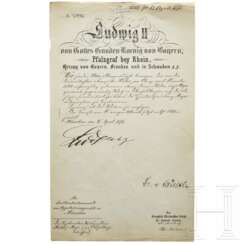 König Ludwig II. von Bayern - Autograph, datiert 8.4.1875