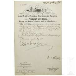 König Ludwig II. von Bayern - Autograph, datiert 27.3.1878
