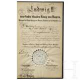 Karl Theodor von Sauer, Flügeladjutant von König Ludwig II. - Patent zum Hauptmann, datiert 1864 - Foto 1