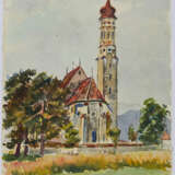 Group of two watercolours: stilllife; village church - photo 6